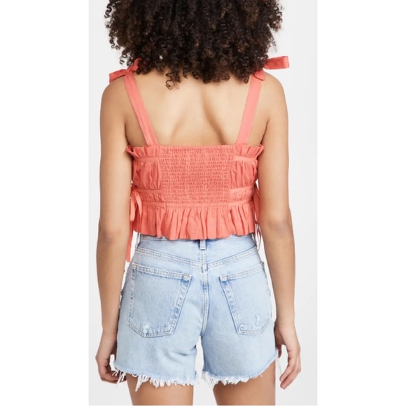 PLAYA LUCILA • Coral Pink Pleated Crop Top - Picture 3 of 8